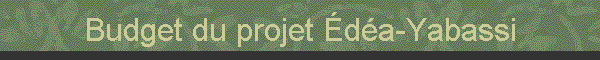 Budget du projet da-Yabassi